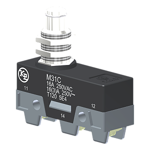 Microrutor Básico 16A, 1Na+1Nf, Botão Para Painel, Terminal Parafuso Com Arruela Autorretrátil M31C Kap