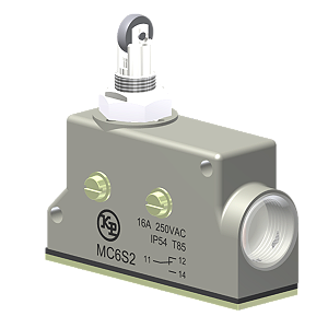 Microrutor Básico Protegido 16A, 1Na+1Nf, Fixação Lateral M4X40, Botão Com Rolete Transversal, Terminal Parafuso Com Arr MC6S2 Kap