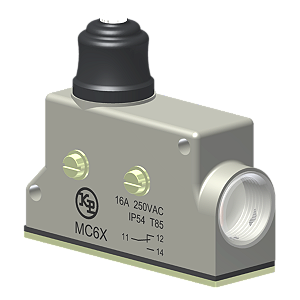 Microrutor Básico Protegido 16A, 1Na+1Nf, Fixação Lateral M4X40, Botão Protegido, Terminal Parafuso Com Arruela Autorret MC6X Kap