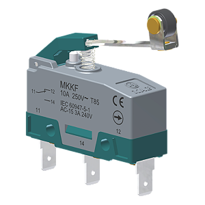 Microrutor Básico Ruptura Positiva Contato Na+Nf Atuador Alavanca Média C/ Roldana Terminal Faston MKKF Kap
