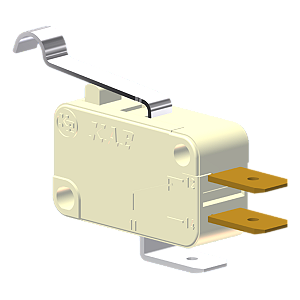 Microrutor Miniatura 15A, 1Na+1Nf, Alavanca Curta Com Rolete Simulado, Terminal Faston 6,3X0,8Mm MV71D1FA1 Kap