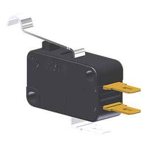 Microrutor Miniatura 5A, 1Na+1Nf, Alavanca Curta Com Rolete Simulado, Terminal Faston 4,8X0,5Mm MV3D1CA1 Kap