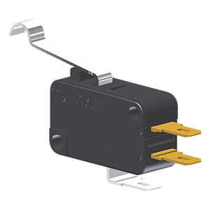 Microrutor Miniatura 5A, 1Na+1Nf, Alavanca Curta Com Rolete Simulado, Terminal Faston 4,8X0,5Mm MV3D2CA1 Kap