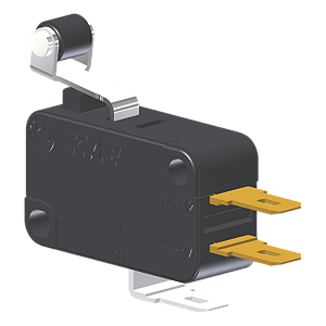 Microrutor Miniatura 5A, 1Na+1Nf, Alavanca Curta Com Rolete, Terminal Faston 4,8X0,5Mm MV3J2CA1 Kap