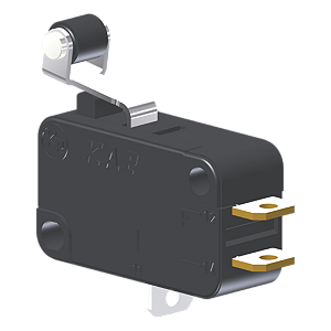 Microrutor Miniatura 5A, 1Na+1Nf, Alavanca Curta Com Rolete, Terminal Solda MV3J2IC1 Kap