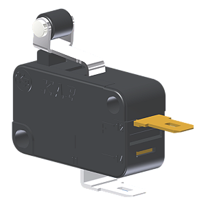 Microrutor Miniatura 5A, 1Nf, Alavanca Curta Com Rolete, Terminal Faston 4,8X0,5Mm MV3J1BA1 Kap