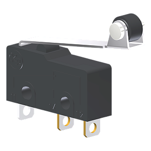 Microrutor Subminiatura 5A, 1Na+1Nf, Alavanca Flexível Com Rolete, Terminal Solda MM1R3NS Kap