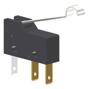 Microrutor Subminiatura 5A, 1Na+1Nf, Alavanca Rígida Com Rolete Simulado, Terminal Faston 2,8X0,5Mm MM1D4NF Kap