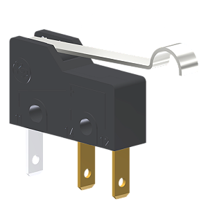 Microrutor Subminiatura 5A, 1Na+1Nf, Alavanca Rígida Com Rolete Simulado, Terminal Faston 2,8X0,5Mm MM2D3NF Kap