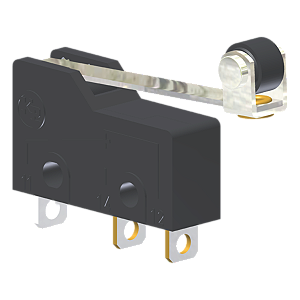 Microrutor Subminiatura 5A, 1Na+1Nf, Alavanca Rígida Com Rolete, Terminal Solda MM1J3NS Kap