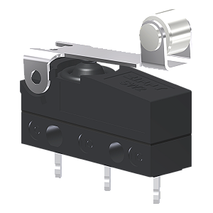 Microrutor Subminiatura Protegido 10A Contato Na+Nf Alavanca Flexível Curta C/ Roldana Terminal Circuito Impresso MMP1R1NI Kap