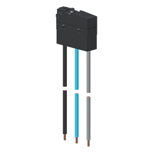 Microrutor Subminiatura Protegido 10A Contato Na+Nf Atuador Pino, 3 Cabos De Ligação, 20 Awg, Na Azul, Nf Cinza, Pc Pret MMP1ANW Kap