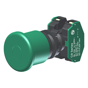 Botão Cogumelo Compacto Diâmetro 40Mm Verde Moldura Redonda 2Na P/ Furo 22Mm C9E4V20 Kap