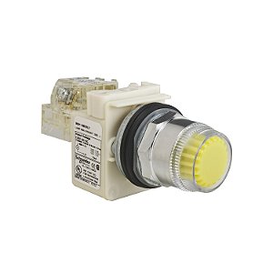 Botao 30Mm Metalico Luminoso G.Alta Led Alto Brilho 120V 1Na 1Nf Amarelo 9001K1L38LYYH13 SCHNEIDER