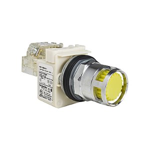 Botao 30Mm Metalico Luminoso G.Alta Led Alto Brilho 120V 1Na 1Nf Amarelo 9001K3L38LYYH13 SCHNEIDER