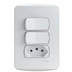 Conj 1 Interruptor Simp + 1 Interruptor Paralelo + 1 Tomada 2P+T 10A 250V Pl/Br S3B69060 SCHNEIDER