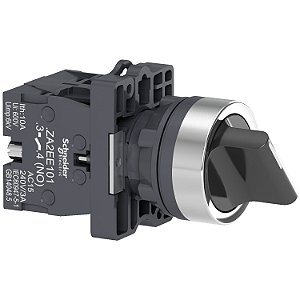 Comutador Ø22Mm Plástico, 3 Posições Retorno Por Mola, Manopla Curta, 2Na XA2ED53 SCHNEIDER