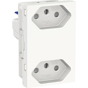 Modulo Tomada Duplex Br 2P+T 10A 250V Borne Automatico 3M Br S70325104 SCHNEIDER