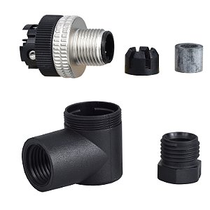 Conector M12 Machoo 4 Pinos Cotoveloovelo Com Anel Metalico XZCC12MCM40B SCHNEIDER