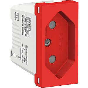 Modulo Tomada Br 2P+T 10A 250V Antibacteriano 1M Vermelha S70202134 SCHNEIDER