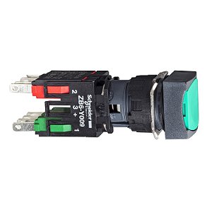 Botao 16Mm Plastico A Impulsao Quadrado Normal Verde 1Na 1Nf XB6CA35B SCHNEIDER