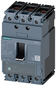 Disjuntor Iec Frame 160 Classe Da Capacidade De Interrupção H Icu 70kA 415V De 3 Polos Proteção De Sistemas TM220 Atfm In 125A Proteção Contra Sobrecarga Ir 88A 125A Proteção Contra Curto-Circuito Ii 10 X In Ligação De 3VA1112-6EE36-0AA0 Siemens