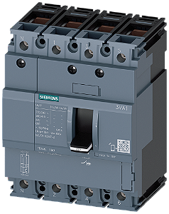 Disjuntor Iec Frame 160 Classe Da Capacidade De Interrupção S Icu 36kA 415V De 4 Polos Proteção De Sistemas TM210 Ftfm In 25A Proteção Contra Sobrecarga Ir 25A Ajustado De Modo Fixo Proteção Contra Curto-Circuito Ii 12,8 X 3VA1125-4ED46-0AA0 Siemens