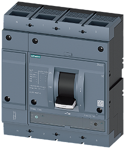 Disjuntor Iec Frame 1000 Classe Da Capacidade De Interrupção C Icu 110kA 415V De 4 Polos Proteção De Sistemas TM240 Atam In 630A Proteção Contra Sobrecarga Ir 440A 630A Proteção Contra Curto-Circuito Ii 5 10 X In Proteção 3VA1563-7GF42-0AA0 Siemens