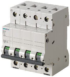 Minidisjuntor 400V 4,5kA 3+N Polos C 20A Disjuntores Sentron Para A Proteção Segura Contra Curto-Circuito E Sobrecarga Para Aplicações Padrão Em Habitações E Edifícios Montagem E Desmontagem Do Aparelho Sem Ferramenta Cablagem 5SL3620-7MB Siemens