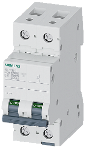 Minidisjuntor 400V 6kA De 2 Polos B 16A Disjuntores Sentron Para A Proteção Segura Contra Curto-Circuito E Sobrecarga Para Aplicações Padrão Em Habitações E Edifícios Montagem E Desmontagem Do Aparelho Sem Ferramenta Cablagem 5SL6216-6MB Siemens
