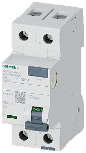 Disjuntor De Corrente De Fuga De 2 Polos Tipo A In 25 A 30 Ma Un Ca 230 V Sigres Condições Ambientais Difíceis Intervalo Do Teste Prolongado Disjuntor De Corrente Residual Sentron 5SV3 Para A Proteção Abrangente De Pessoas E 5SV3312-6KK12 Siemens
