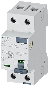 Disjuntor De Corrente De Fuga De 2 Polos Tipo A Com Pequeno Atraso In 40 A 30 Ma Un Ca 230 V Disjuntor De Corrente Residual Sentron 5SV3 Para A Proteção Abrangente De Pessoas E Valores Materiais Contra Choque Elétrico Os 5SV3314-6KK01 Siemens