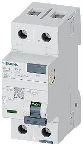 Disjuntor De Corrente De Fuga De 2 Polos Tipo A In 40 A 30 Ma Un Ca 230 V Sigres Condições Ambientais Difíceis Intervalo Do Teste Prolongado Disjuntor De Corrente Residual Sentron 5SV3 Para A Proteção Abrangente De Pessoas E 5SV3314-6KK12 Siemens