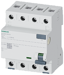 Disjuntor De Corrente De Fuga De 4 Polos Tipo A In 40 A 30 Ma Un Ca 400 V Sigres Condições Ambientais Difíceis Intervalo Do Teste Prolongado Disjuntor De Corrente Residual Sentron 5SV3 Para A Proteção Abrangente De Pessoas E 5SV3344-6KK12 Siemens