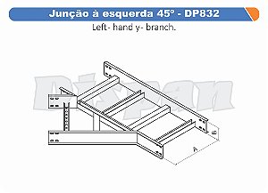 Juncao Para Leito Esquerda Aço Carbono 45G Raio Segmentado 320 1200Mm Gf Aba Externa Alt 100Mm