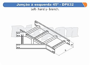 Juncao Para Leito Esquerda Aço Carbono 45G Raio Segmentado 320 1500Mm Gf Aba Externa Alt 100Mm