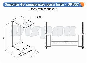 Suporte Para Suspensao De Leito 75X19Mm Aço Carbono Gf