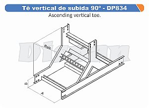 Te Para Leito Vertical De Subida Aço Carbono 90G Raio Segmentado 520 400Mm Gf Aba Externa Alt 100Mm