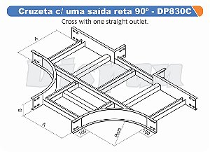 Cruzeta Para Leito Saida Reta Aço Carbono 90G Curvilineo 320 1000Mm Gf Aba Externa Alt 100Mm