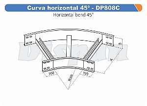 Curva Para Leito Horizontal Aço Carbono 45G Curvilineo 320 1000Mm Gf Aba Externa Alt 100Mm