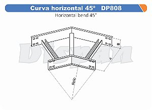 Curva Para Leito Horizontal Aço Carbono 45G Raio Segmentado 520 600Mm Gf Aba Externa Alt 100Mm