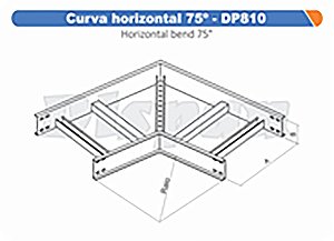 Curva Para Leito Horizontal Aço Carbono 75G Raio Segmentado 520 800Mm Gf Aba Interna Alt 100Mm