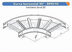 Curva Para Leito Horizontal Aço Carbono 90G Curvilineo 520 500Mm Gf Aba Interna Alt 100Mm