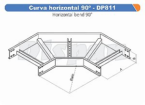 Curva Para Leito Horizontal Aço Carbono 90G Raio Segmentado 320 600Mm Gf Aba Interna Alt 100Mm