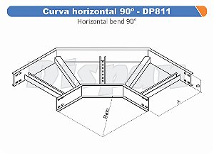 Curva Para Leito Horizontal Aço Carbono 90G Raio Segmentado 520 600Mm Gf Aba Externa Alt 100Mm