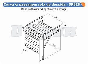 Curva Para Leito Passagem Reta De Descida Aço Carbono Raio Segmentado 520 1000Mm Gf Aba Interna Alt 100Mm