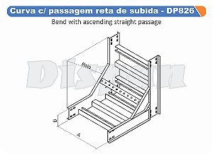 Curva Para Leito Passagem Reta De Subida Aço Carbono Raio Segmentado 320 400Mm Gf Aba Externa Alt 100Mm