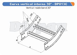 Curva Para Leito Vertical Externa Aço Carbono 30G Curvilineo 320 1000Mm Gf Aba Externa Alt 100Mm