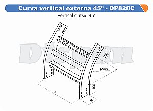 Curva Para Leito Vertical Externa Aço Carbono 45G Curvilineo 320 1000Mm Gf Aba Externa Alt 100Mm