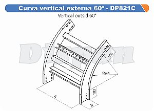 Curva Para Leito Vertical Externa Aço Carbono 60G Curvilineo 320 1100Mm Gf Aba Externa Alt 100Mm